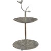 Clayre & Eef 6Y5658 Metalen etagère groen-bruin Ø 26 x 48 cm 2 etages in antieke stijl