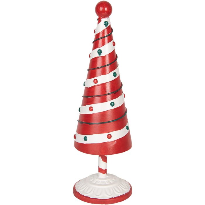 Clayre & Eef 6Y5734 Decoratie Kerstboom Rood Wit Ø 12x36 cm IJzer