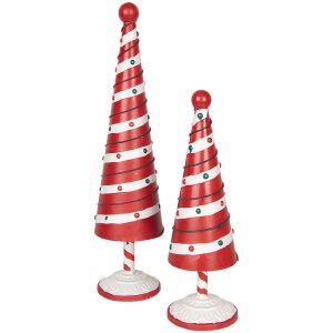Clayre & Eef 6Y5734 Decoratie Kerstboom Rood Wit Ø 12x36 cm IJzer