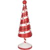 Clayre & Eef 6Y5734 Decoratie Kerstboom Rood Wit Ø 12x36 cm IJzer