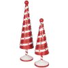 Clayre & Eef 6Y5735 Kerstboom IJzer Rood Wit Ø13x49cm Landelijke Stijl