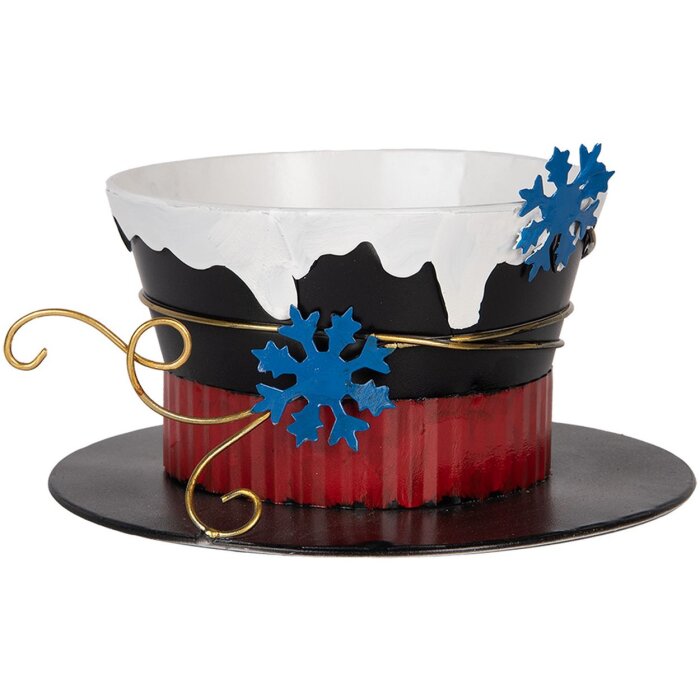 Clayre & Eef 6Y5736 Decoratieve Hoed Zwart Wit Blauw Goud Ø22x12 cm
