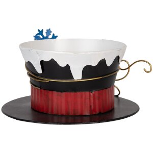 Clayre & Eef 6Y5736 Decoratieve Hoed Zwart Wit Blauw Goud Ø22x12 cm