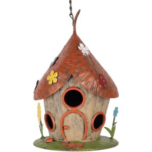 Vogelhuis compakt beige-rood Ø17x27/54 cm iron...