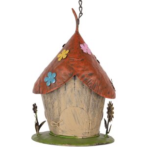 Vogelhuis compakt beige-rood Ø17x27/54 cm iron...