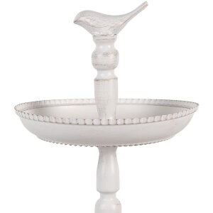 Clayre & Eef 6Y5738 Metalen etagère Wit Ø 27x41 cm Antieke look met vogeldetail