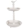 Clayre & Eef 6Y5738 Metalen etagère Wit Ø 27x41 cm Antieke look met vogeldetail