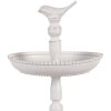 Clayre & Eef 6Y5738 Metalen etagère Wit Ø 27x41 cm Antieke look met vogeldetail