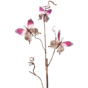 Clayre & Eef 50808 Decoratie Tak met Vlinders Roze 14x5x85 cm
