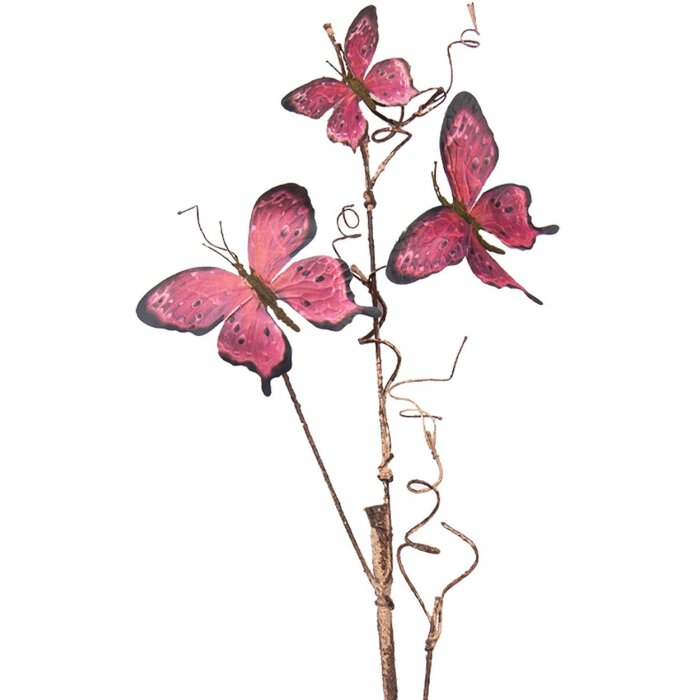 Clayre & Eef 50810 Decoratie Tak met Vlinders Roze 14x5x85 cm