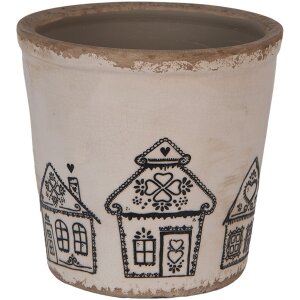 Clayre & Eef 6CE2123L Decoratie Bloempot Beige Zwart...