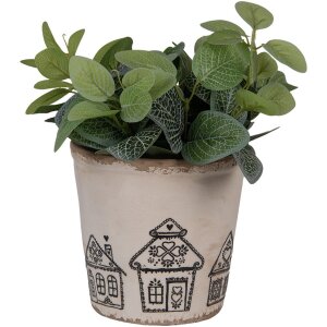Clayre & Eef 6CE2123L Decoratie Bloempot Beige Zwart Ø 17x16 cm