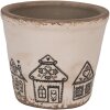 Clayre & Eef 6CE2123S Bloempot keramiek landelijke stijl beige zwart Ø 12x11 cm