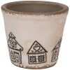 Clayre & Eef 6CE2123S Bloempot keramiek landelijke stijl beige zwart Ø 12x11 cm