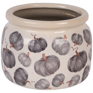 Clayre & Eef 6CECSP0001L Bloempot keramiek beige grijs Ø 20x15 cm landelijke stijl