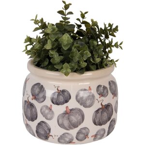 Clayre & Eef 6CECSP0001L Bloempot keramiek beige grijs Ø 20x15 cm landelijke stijl