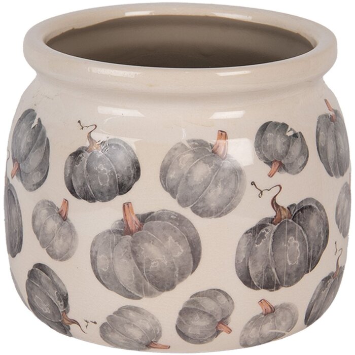 Clayre & Eef 6CECSP0001M Bloempot keramiek beige grijs Ø 16x13 cm landelijke stijl