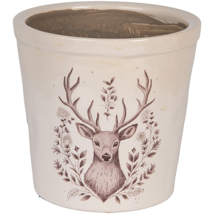 Clayre & Eef 6CEGTW0001L Decoratie Bloempot Beige Bruin Ø 17x16 cm