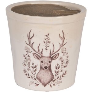 Clayre & Eef 6CEGTW0001L Decoratie Bloempot Beige Bruin Ø 17x16 cm
