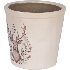 Clayre & Eef 6CEGTW0001L Decoratie Bloempot Beige Bruin Ø 17x16 cm