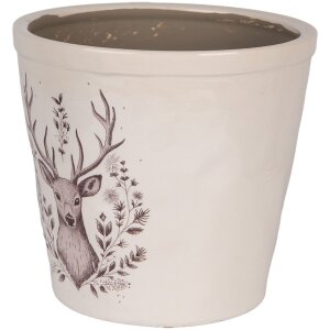Clayre & Eef 6CEGTW0001XL Decoratie Bloempot Beige Bruin Ø 21x20 cm