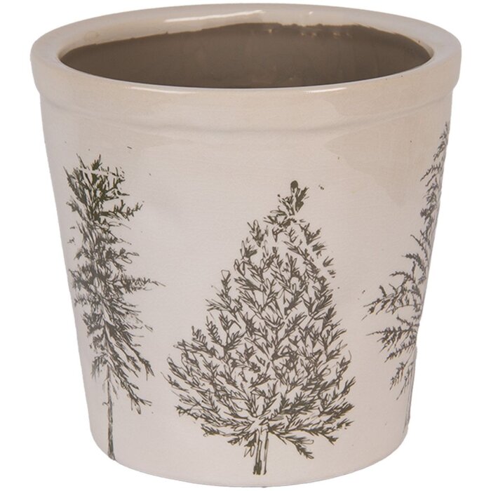 Clayre & Eef 6CETKG0001M Decoratie Bloempot Beige Groen Ø 18x16 cm