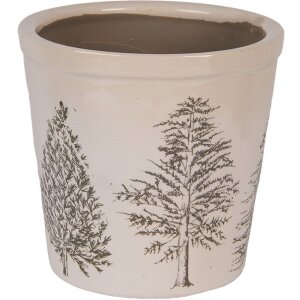 Clayre & Eef 6CETKG0001M Decoratie Bloempot Beige Groen Ø 18x16 cm