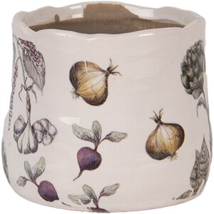 Clayre & Eef 6CETKG0001XS Bloempot Keramiek Beige Ø 11x10 cm Landelijke stijl