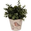 Clayre & Eef 6CEVGP0001S Bloempot Landelijke Stijl Vogelmotief Beige Ø12x11 cm