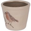Clayre & Eef 6CEVGP0001S Bloempot Landelijke Stijl Vogelmotief Beige Ø12x11 cm