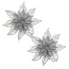 Clayre & Eef Kerstdecoratie Bloem 2-delig Zilver Ø15cm