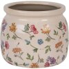 Clayre & Eef Bloempot Floral Beige Ø16x13 cm Landelijke Stijl Keramiek