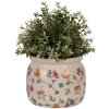 Clayre & Eef Bloempot Floral Beige Ø16x13 cm Landelijke Stijl Keramiek