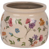 Clayre & Eef Decoratieve Bloempot Keramiek Beige Floral Ø12x10 cm Landhuisstijl