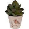 Clayre & Eef Bloempot Landelijke Stijl Ø8x7cm Beige Bruin Keramiek Vogelmotief