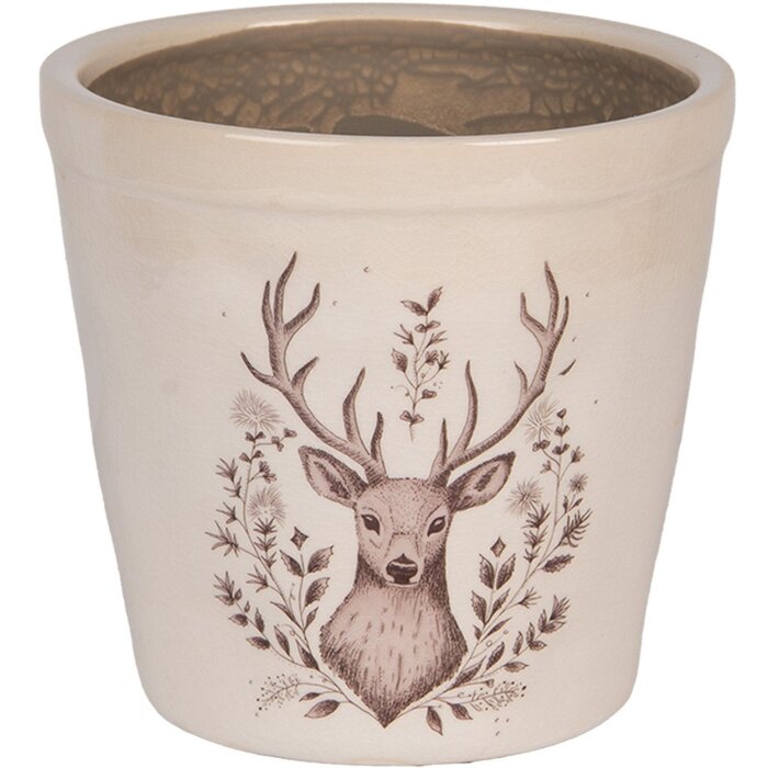 Clayre & Eef 6CEGTW0001M Decoratieve Bloempot Hert Ø 15x14 cm