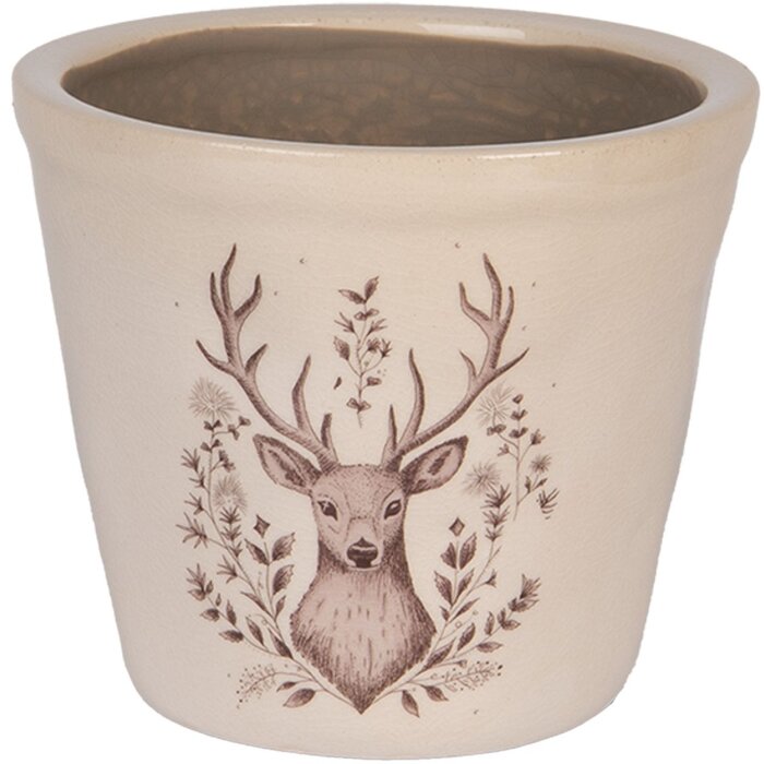 Clayre & Eef Decoratieve Bloempot met Hertenmotief Ø 12x11 cm