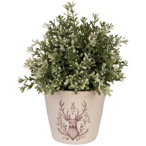 Clayre & Eef Decoratieve Bloempot met Hertenmotief Ø 12x11 cm