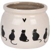 Clayre & Eef Bloempot Kattenmotief Beige Zwart Ø12x10 cm Keramiek Landelijk