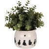 Clayre & Eef Bloempot Kattenmotief Beige Zwart Ø12x10 cm Keramiek Landelijk