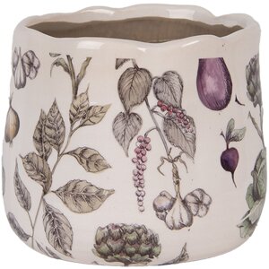 Clayre & Eef 6CETKG0001S Bloempot Beige Ø14x12 cm Landhuisstijl Keramiek