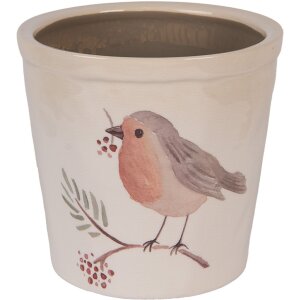 Clayre & Eef Bloempot Vogelmotief Beige-Bruin...