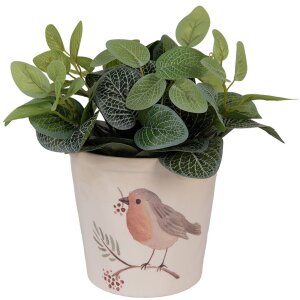 Clayre & Eef Bloempot Vogelmotief Beige-Bruin...