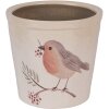 Clayre & Eef Bloempot Vogelmotief Beige-Bruin Ø17x16cm Landelijke Stijl