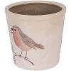 Clayre & Eef Bloempot Vogelmotief Beige-Bruin Ø17x16cm Landelijke Stijl