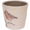 Clayre & Eef Bloempot Ø15x14cm Beige Vogelmotief Landelijke stijl Keramiek