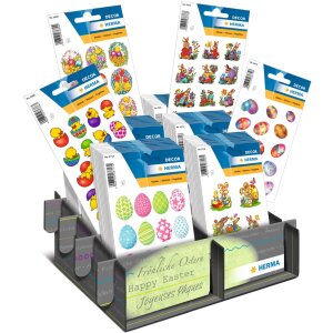 HERMA stickers decoratieve etiketten DECOR bloemen kuikens 3 vellen