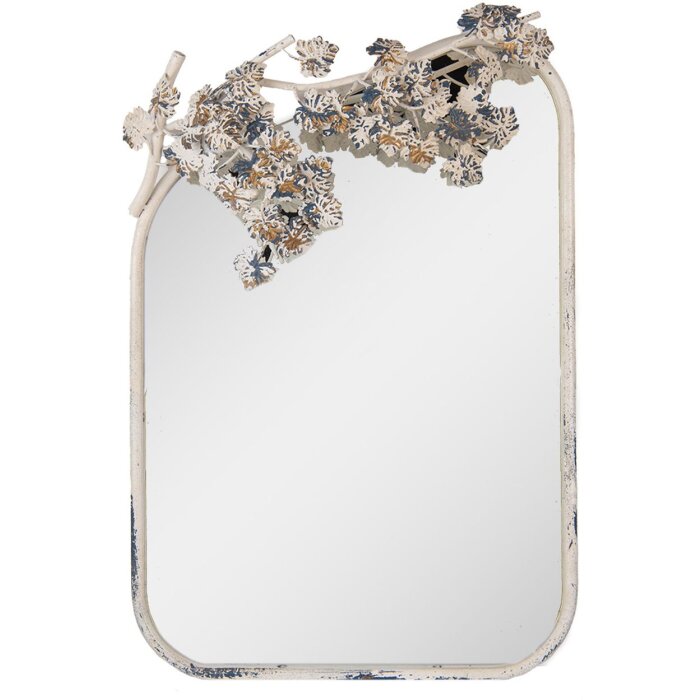 Clayre & Eef 52S329 Muurspiegel Wit Grijs Goud 58x89cm Antiek Floraal