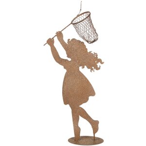 Clayre & Eef Metalen figuur Kind met Schepnet Bruin...