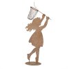 Clayre & Eef Metalen figuur Kind met Schepnet Bruin 39x13x87 cm